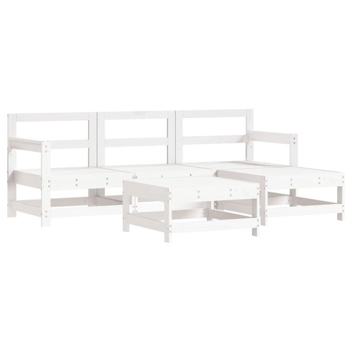 Set Mobilier De Grădină Cu Perne, 5 Piese, Alb, Lemn Masiv
