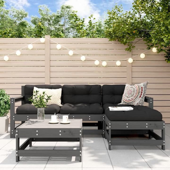 Set Mobilier De Grădină Cu Perne, 5 Piese, Alb, Lemn Masiv