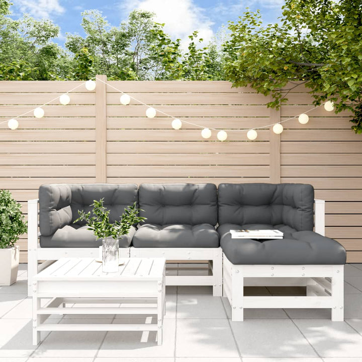 Set Mobilier De Grădină Cu Perne, 5 Piese, Negru, Lemn Masiv