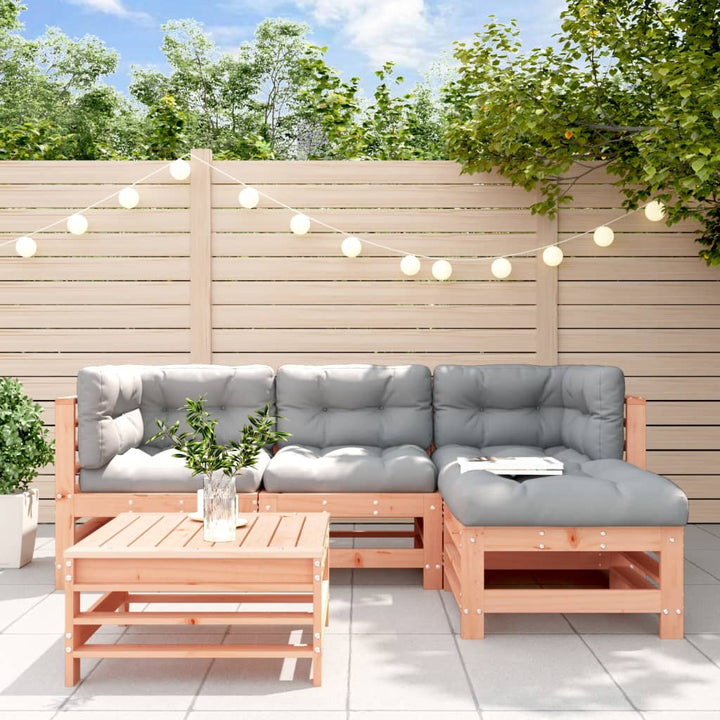 Set Mobilier De Grădină Cu Perne, 5 Piese, Negru, Lemn Masiv