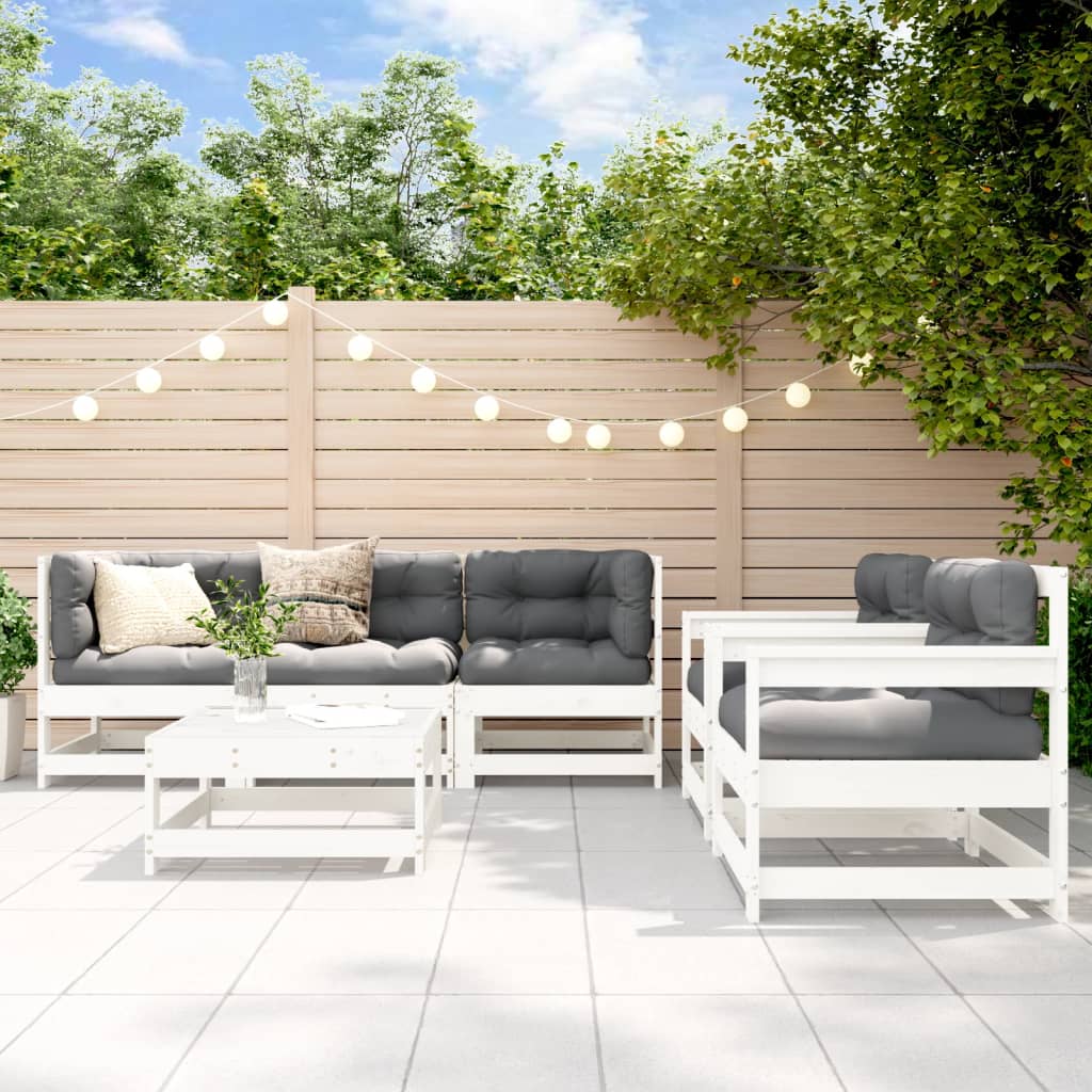 Set Mobilier Relaxare De Grădină & Perne 6 Piese Lemn Masiv Pin