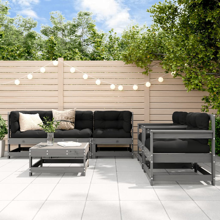 Set Mobilier Relaxare De Grădină & Perne 6 Piese Lemn Masiv Pin