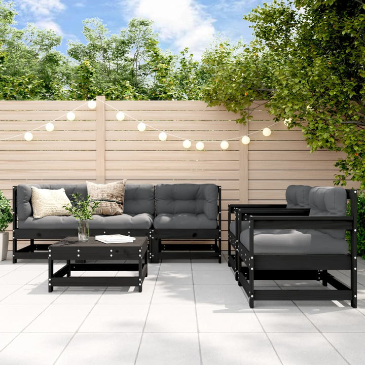 Set Mobilier Relaxare De Grădină & Perne 6 Piese Lemn Masiv Pin