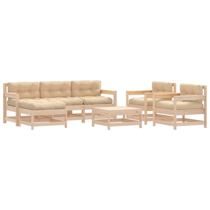 Set Mobilier De Grădină Cu Perne, 7 Piese, Lemn Masiv