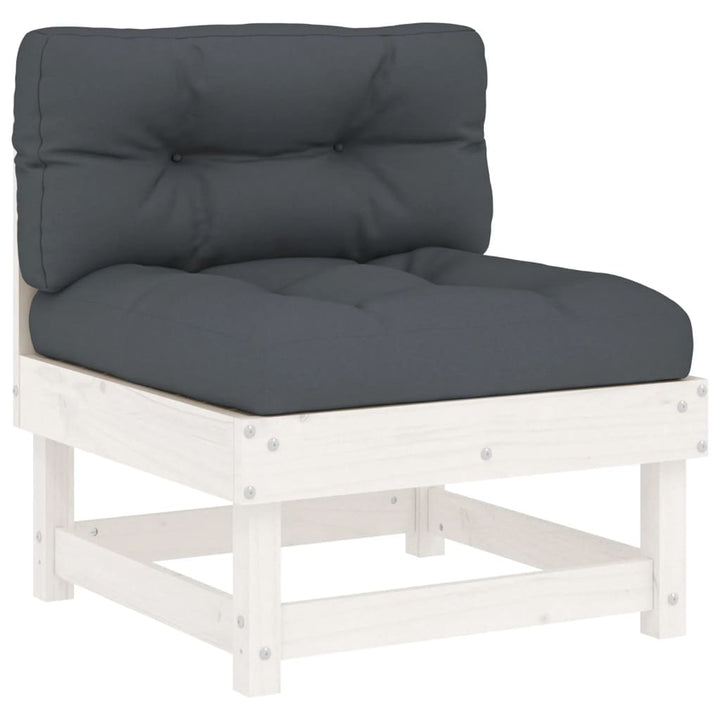 Set Mobilier De Grădină Cu Perne, 8 Piese, Alb, Lemn Masiv
