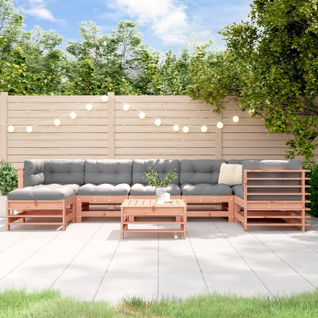 Set Mobilier De Grădină Cu Perne, 8 Piese, Alb, Lemn Masiv