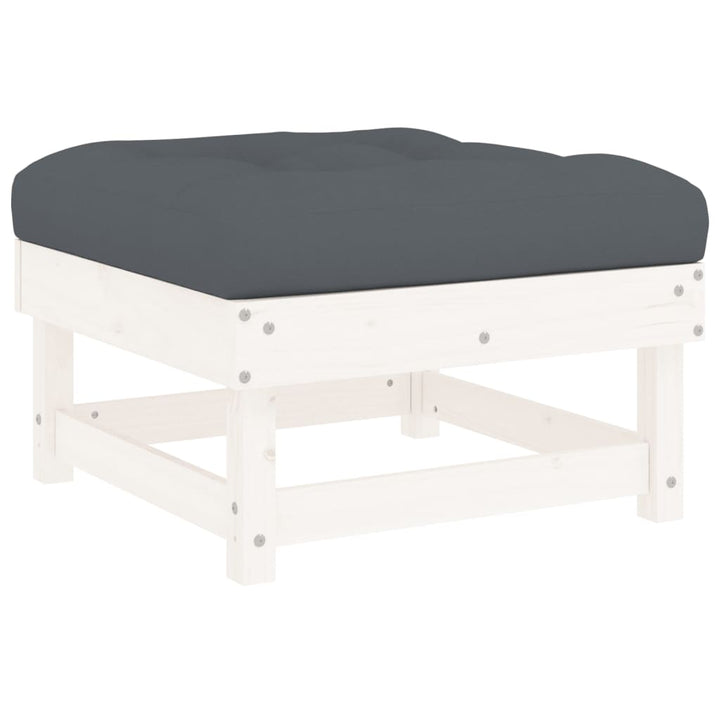 Set Mobilier De Grădină Cu Perne, 8 Piese, Alb, Lemn Masiv
