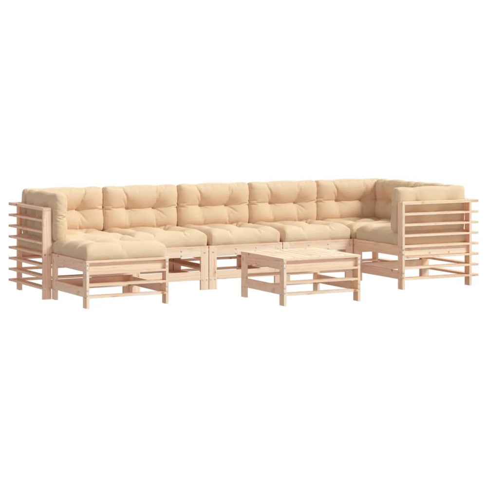 Set Mobilier De Grădină Cu Perne, 8 Piese, Lemn Masiv