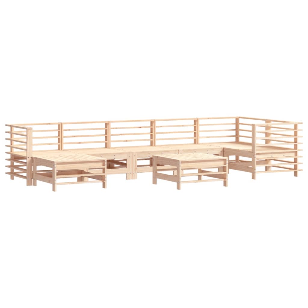 Set Mobilier De Grădină Cu Perne, 8 Piese, Lemn Masiv