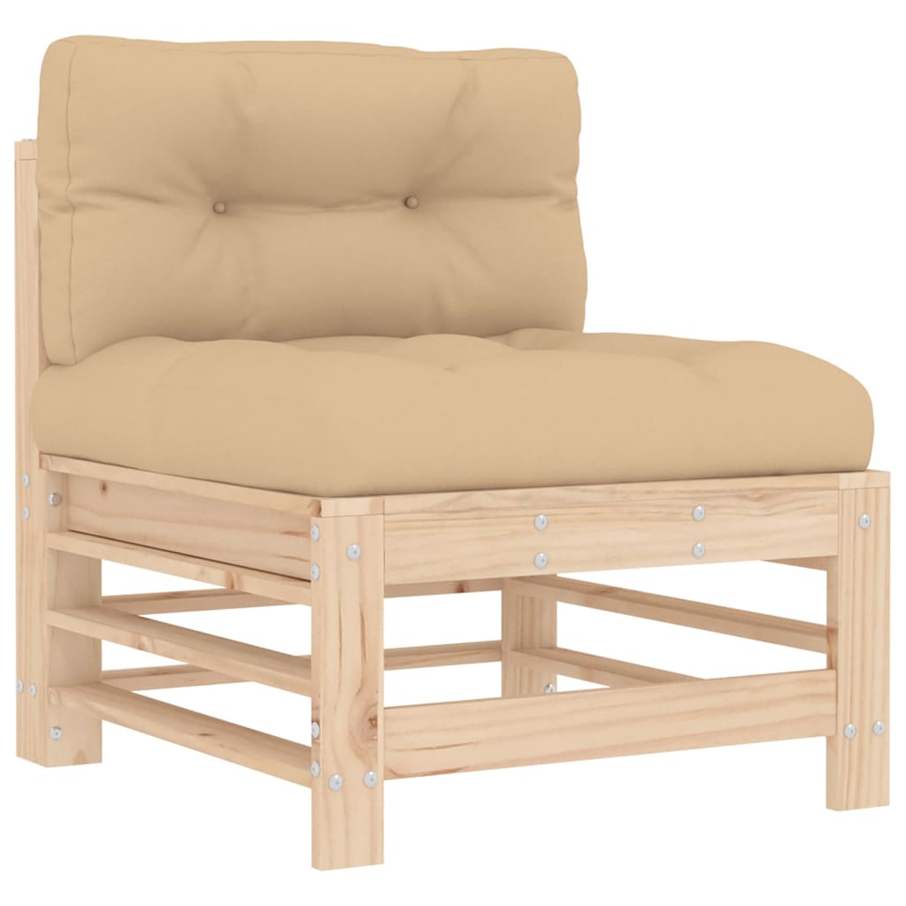 Set Mobilier De Grădină Cu Perne, 8 Piese, Lemn Masiv