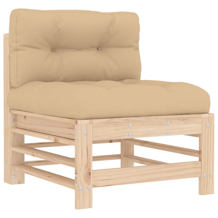 Set Mobilier De Grădină Cu Perne, 8 Piese, Lemn Masiv