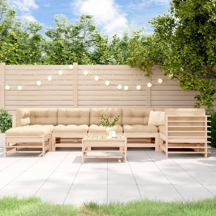 Set Mobilier De Grădină Cu Perne, 8 Piese, Lemn Masiv