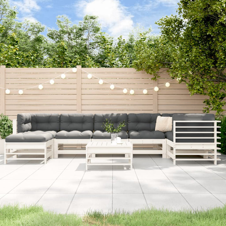 Set Mobilier De Grădină Cu Perne, 8 Piese, Lemn Masiv