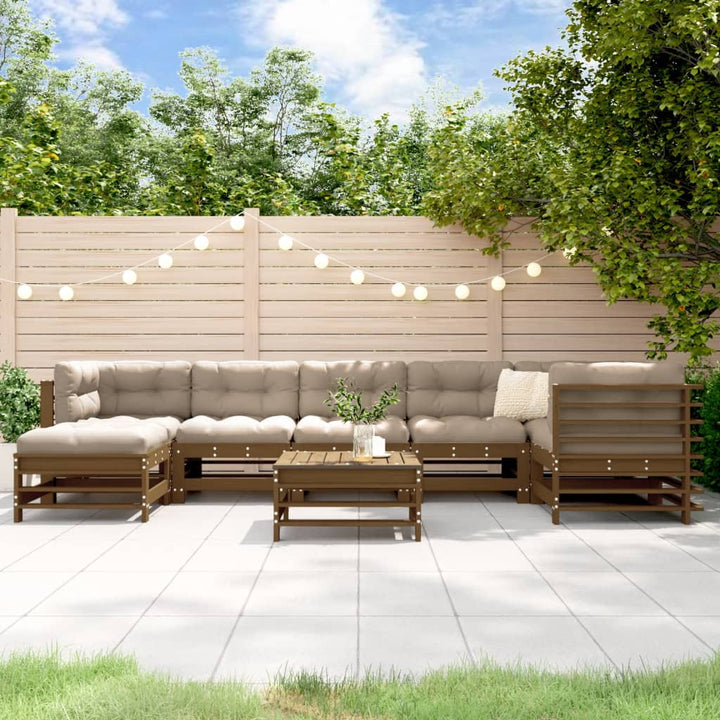 Set Mobilier De Grădină Cu Perne, 8 Piese, Lemn Masiv