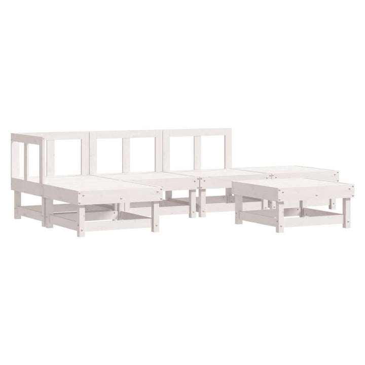 Set Mobilier Relaxare Grădină&Perne 6 Piese Alb Lemn Masiv Pin