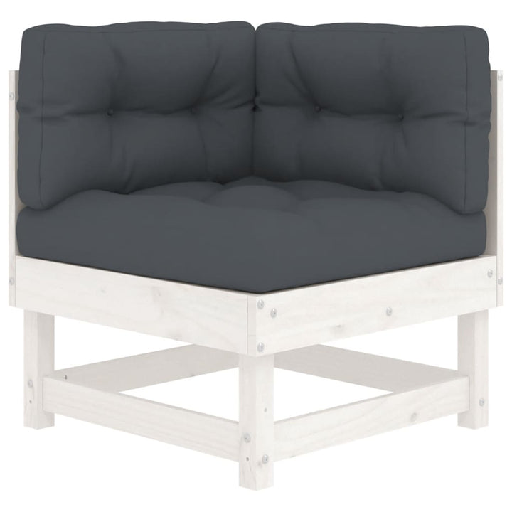 Set Mobilier Relaxare Grădină&Perne 6 Piese Alb Lemn Masiv Pin