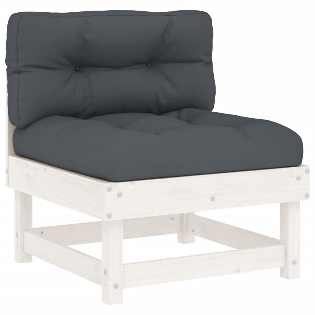 Set Mobilier Relaxare Grădină&Perne 6 Piese Alb Lemn Masiv Pin