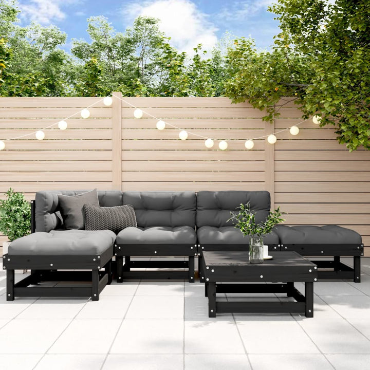Set Mobilier Relaxare Grădină&Perne 6 Piese Alb Lemn Masiv Pin