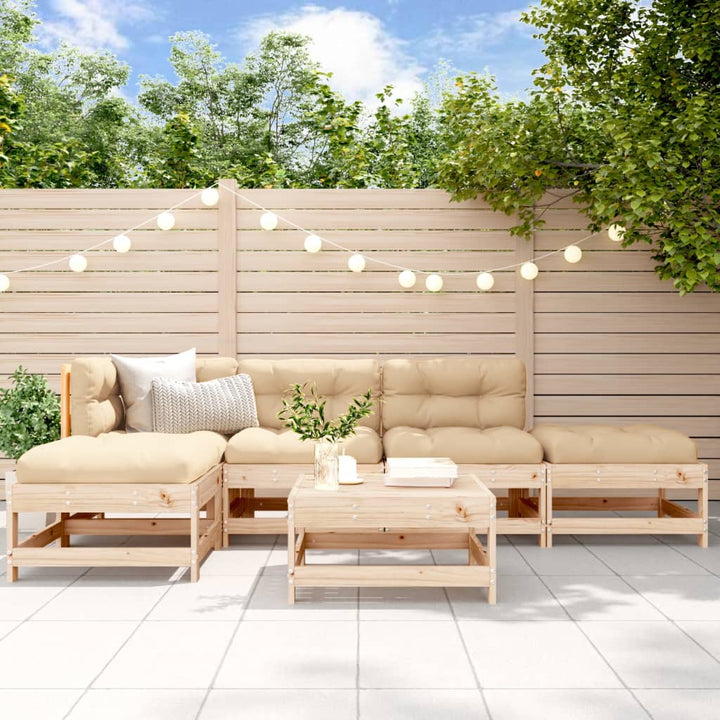 Set Mobilier Grădină Cu Perne, 6 Piese, Negru, Lemn Masiv