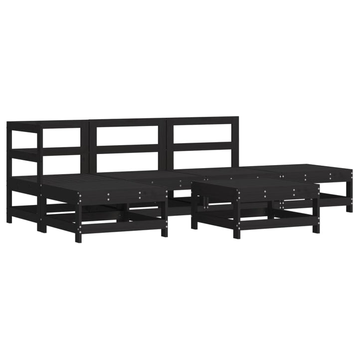 Set Mobilier Grădină Cu Perne, 6 Piese, Negru, Lemn Masiv
