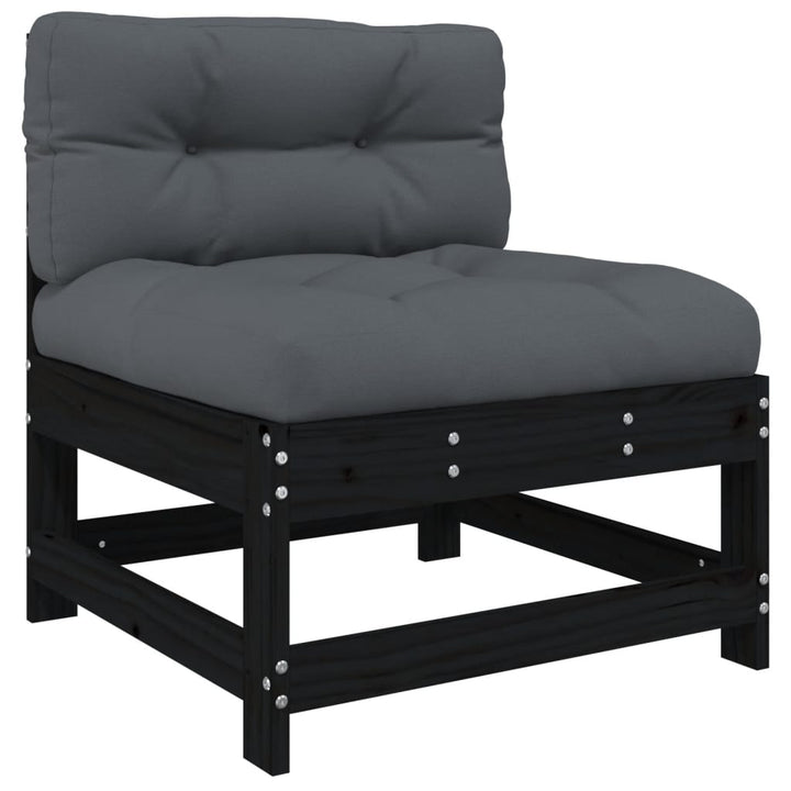 Set Mobilier Grădină Cu Perne, 6 Piese, Negru, Lemn Masiv