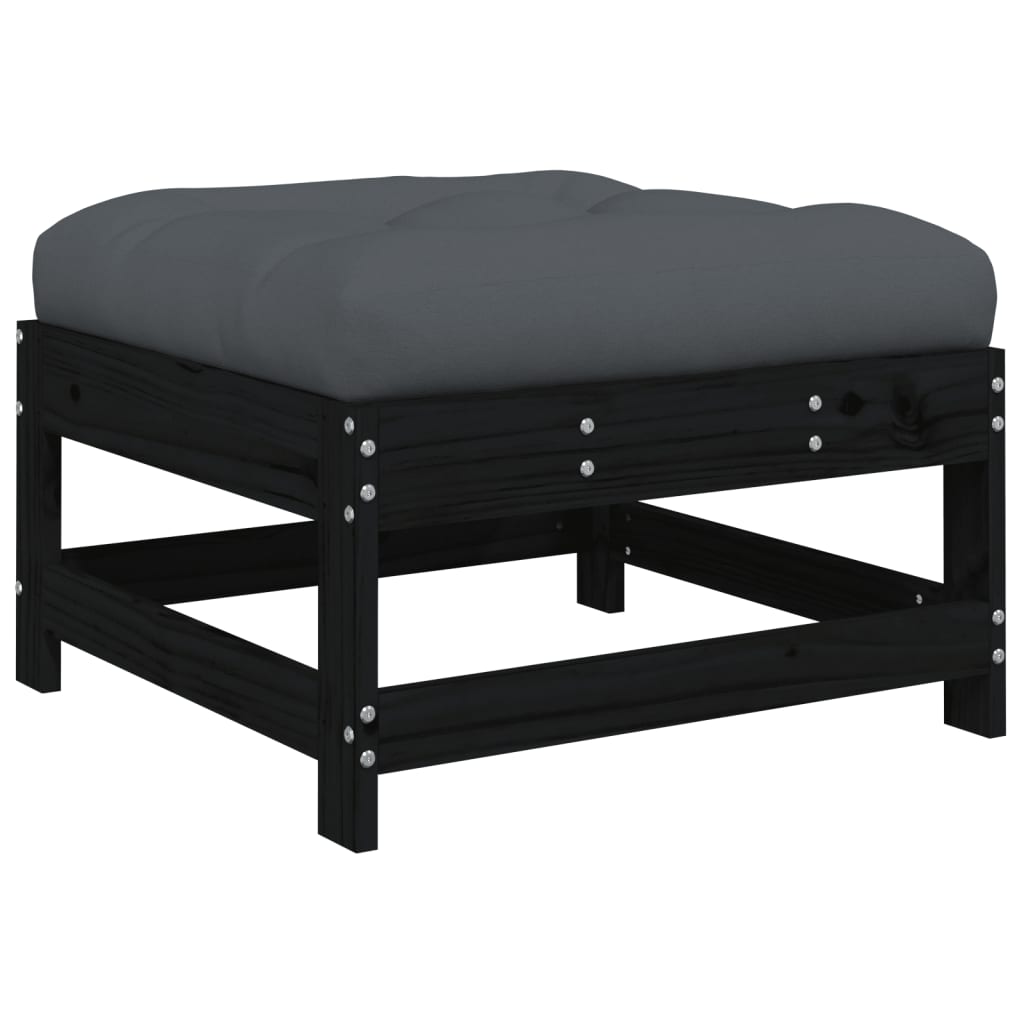 Set Mobilier Grădină Cu Perne, 6 Piese, Negru, Lemn Masiv