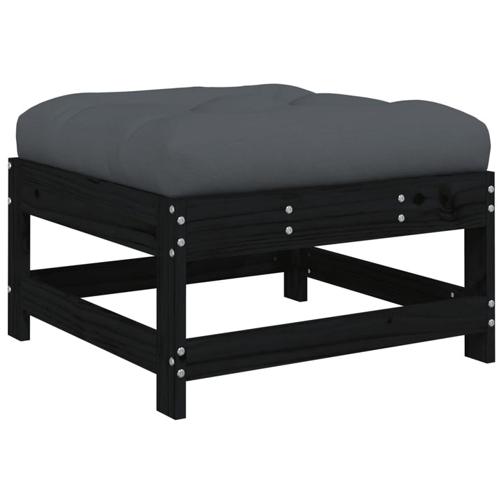 Set Mobilier Grădină Cu Perne, 6 Piese, Negru, Lemn Masiv