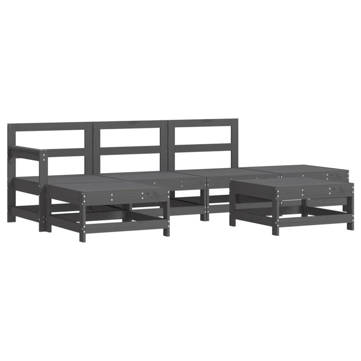 Set Mobilier Relaxare Grădină&Perne 6 Piese Gri Lemn Masiv Pin