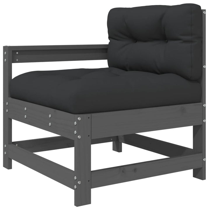 Set Mobilier Relaxare Grădină&Perne 6 Piese Gri Lemn Masiv Pin