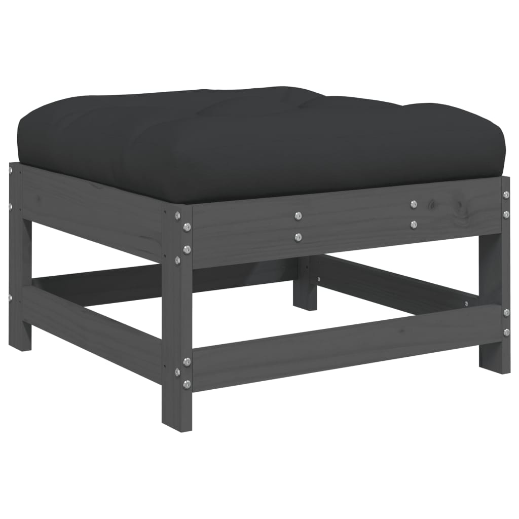 Set Mobilier Relaxare Grădină&Perne 6 Piese Gri Lemn Masiv Pin