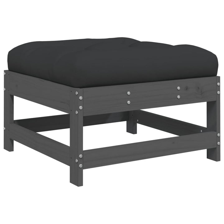 Set Mobilier Relaxare Grădină&Perne 6 Piese Gri Lemn Masiv Pin