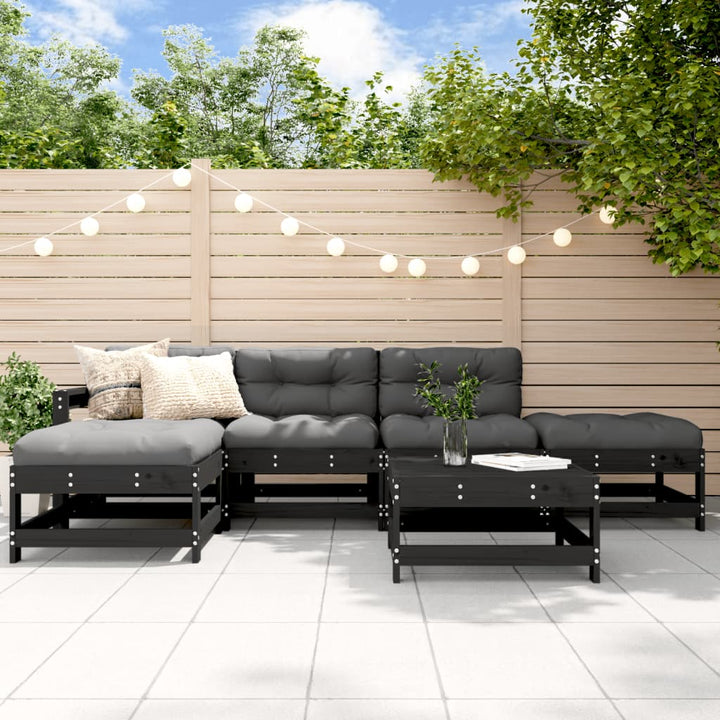 Set Mobilier Relaxare Grădină&Perne 6 Piese Gri Lemn Masiv Pin