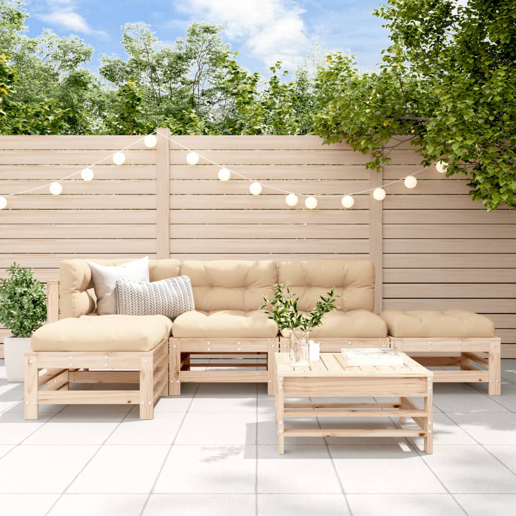 Set Mobilier Grădină Cu Perne, 6 Piese, Maro Miere, Lemn Masiv