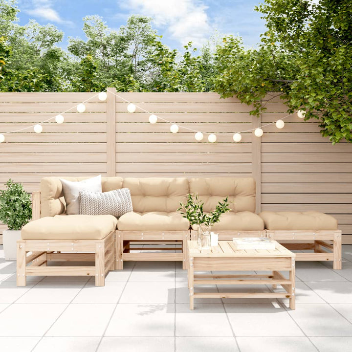 Set Mobilier Grădină Cu Perne, 6 Piese, Maro Miere, Lemn Masiv