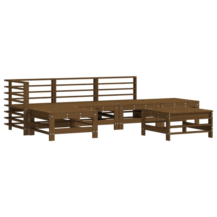 Set Mobilier Grădină Cu Perne, 6 Piese, Maro Miere, Lemn Masiv