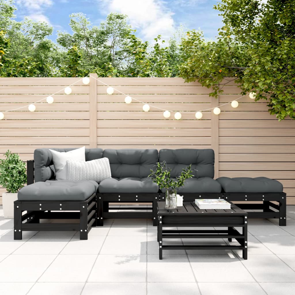 Set Mobilier Grădină Cu Perne, 6 Piese, Maro Miere, Lemn Masiv