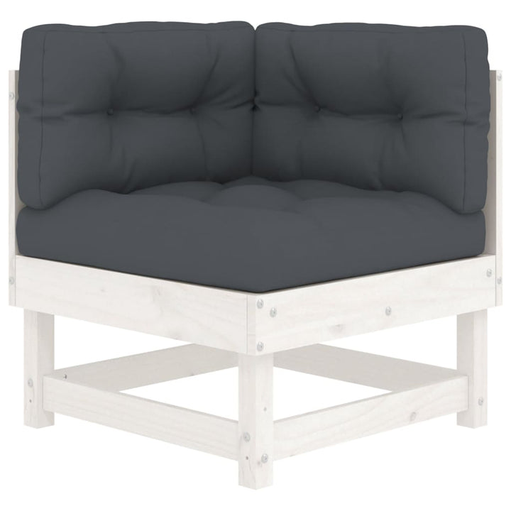 Set Mobilier De Grădină Cu Perne, 7 Piese, Alb, Lemn Masiv