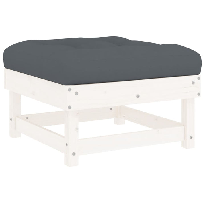 Set Mobilier De Grădină Cu Perne, 7 Piese, Alb, Lemn Masiv