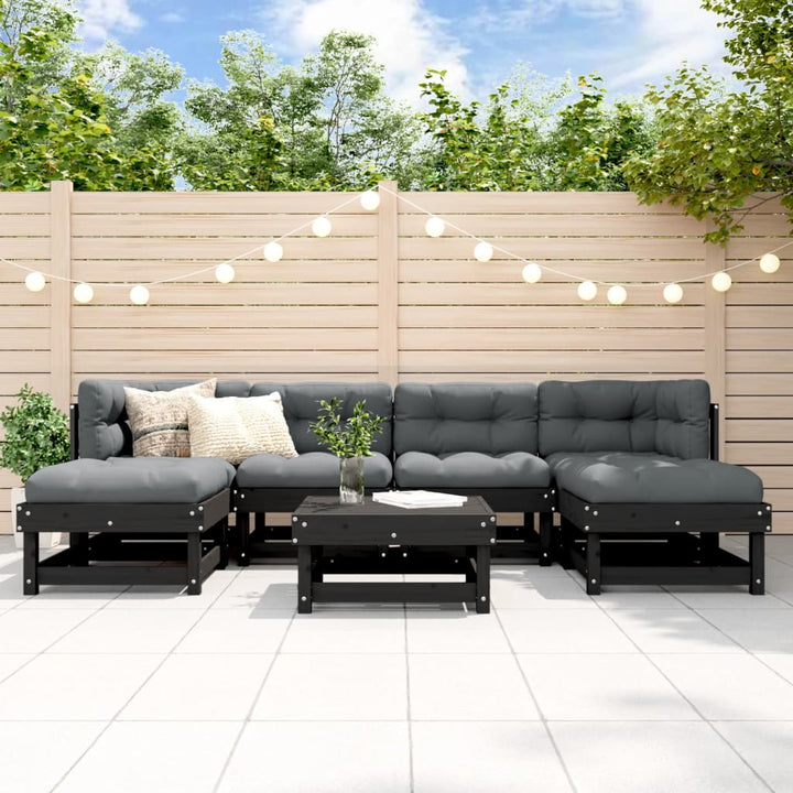 Set Mobilier De Grădină Cu Perne, 7 Piese, Alb, Lemn Masiv