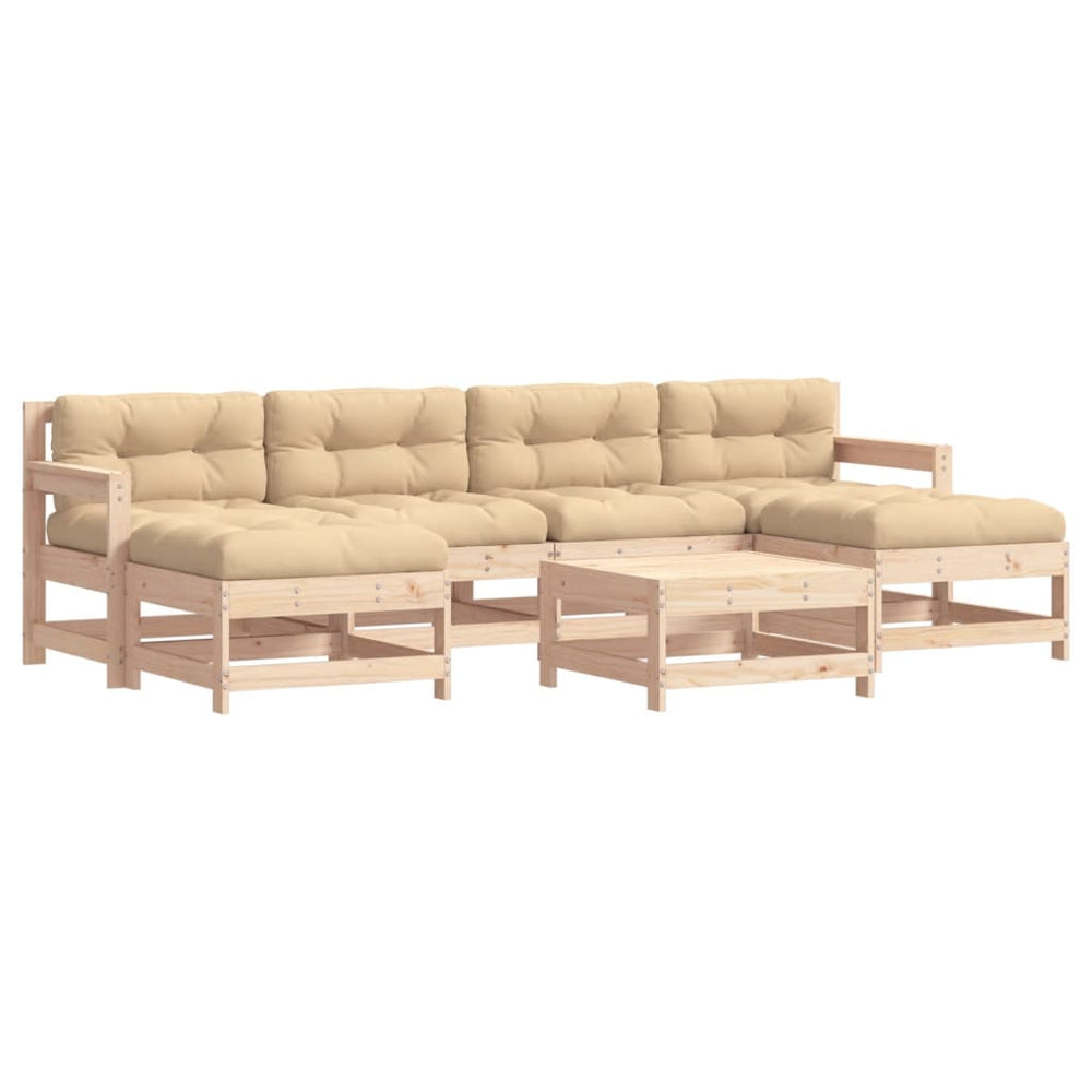 Set Mobilier De Grădină Cu Perne, 7 Piese, Lemn Masiv