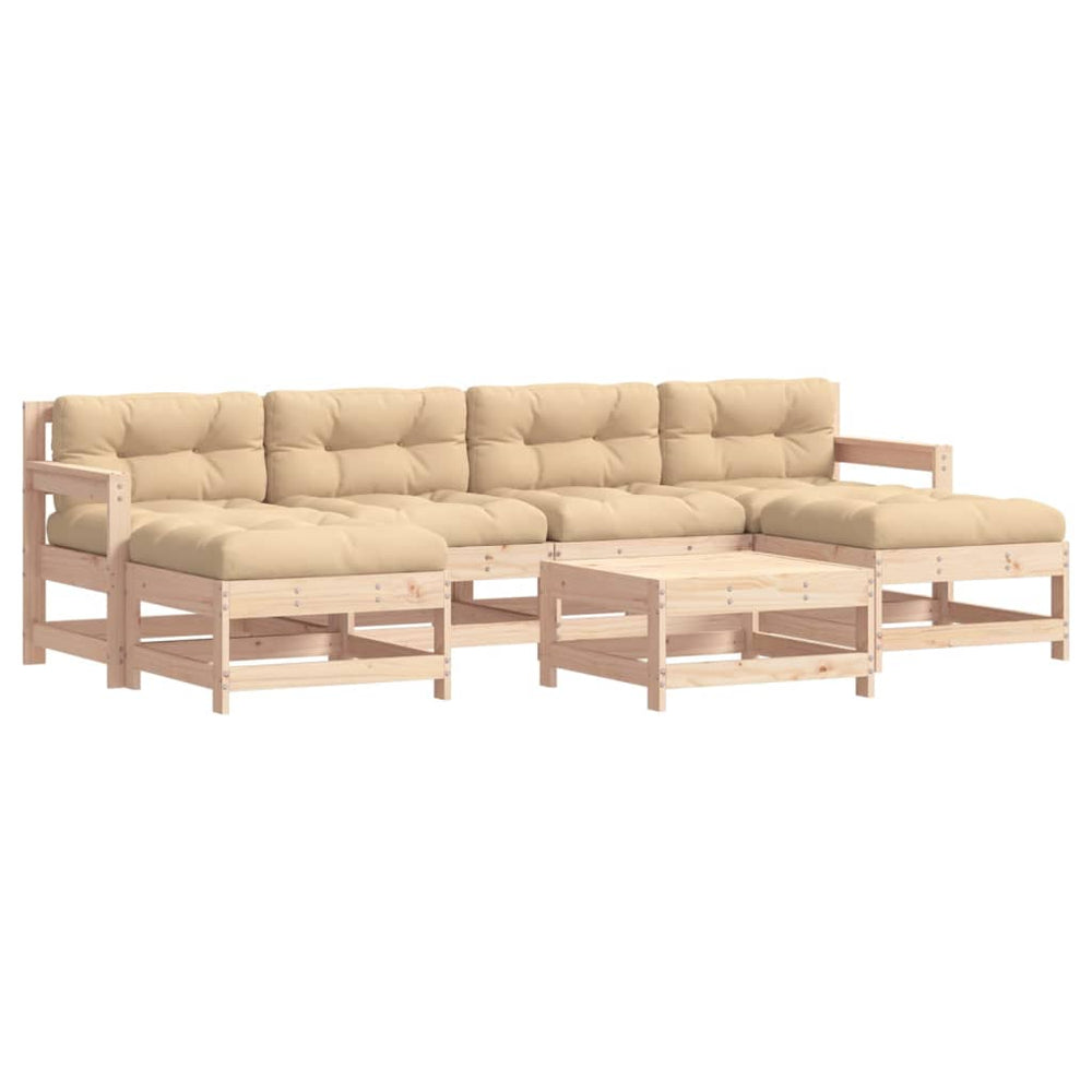 Set Mobilier De Grădină Cu Perne, 7 Piese, Lemn Masiv