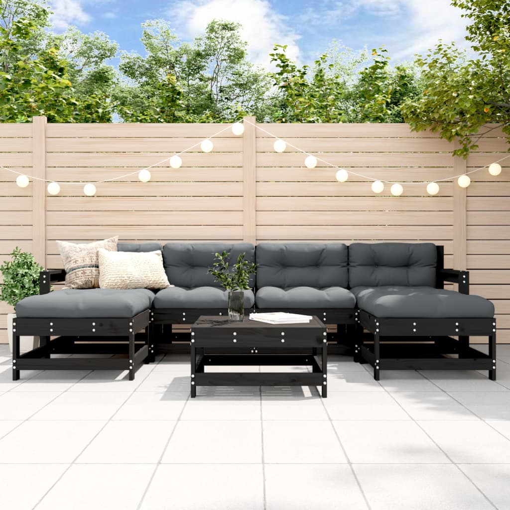 Set Mobilier De Grădină Cu Perne, 7 Piese, Lemn Masiv