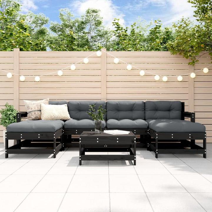 Set Mobilier De Grădină Cu Perne, 7 Piese, Lemn Masiv