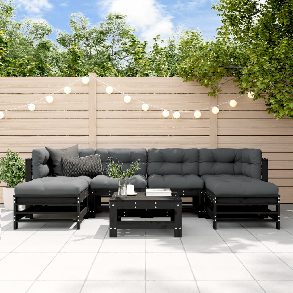 Set Mobilier De Grădină Cu Perne, 7 Piese, Lemn Masiv