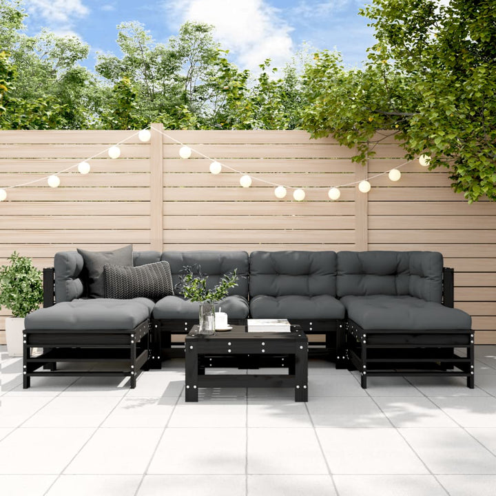 Set Mobilier De Grădină Cu Perne, 7 Piese, Lemn Masiv