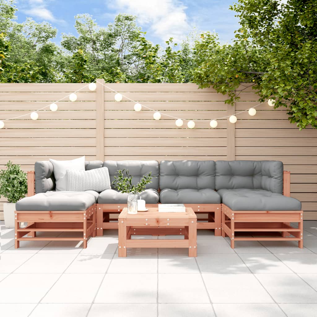 Set Mobilier De Grădină Cu Perne, 7 Piese, Lemn Masiv