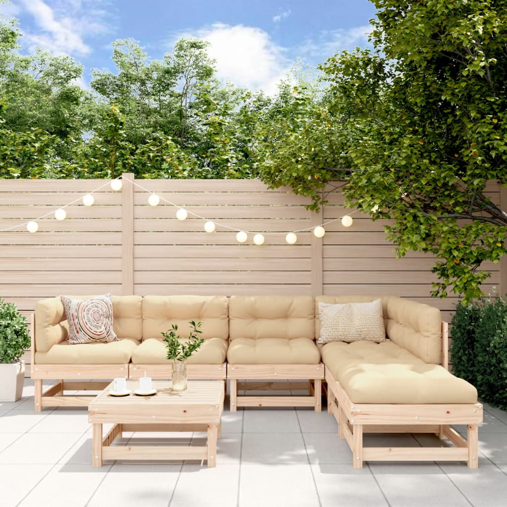 Set Mobilier De Grădină Cu Perne, 7 Piese, Lemn Masiv