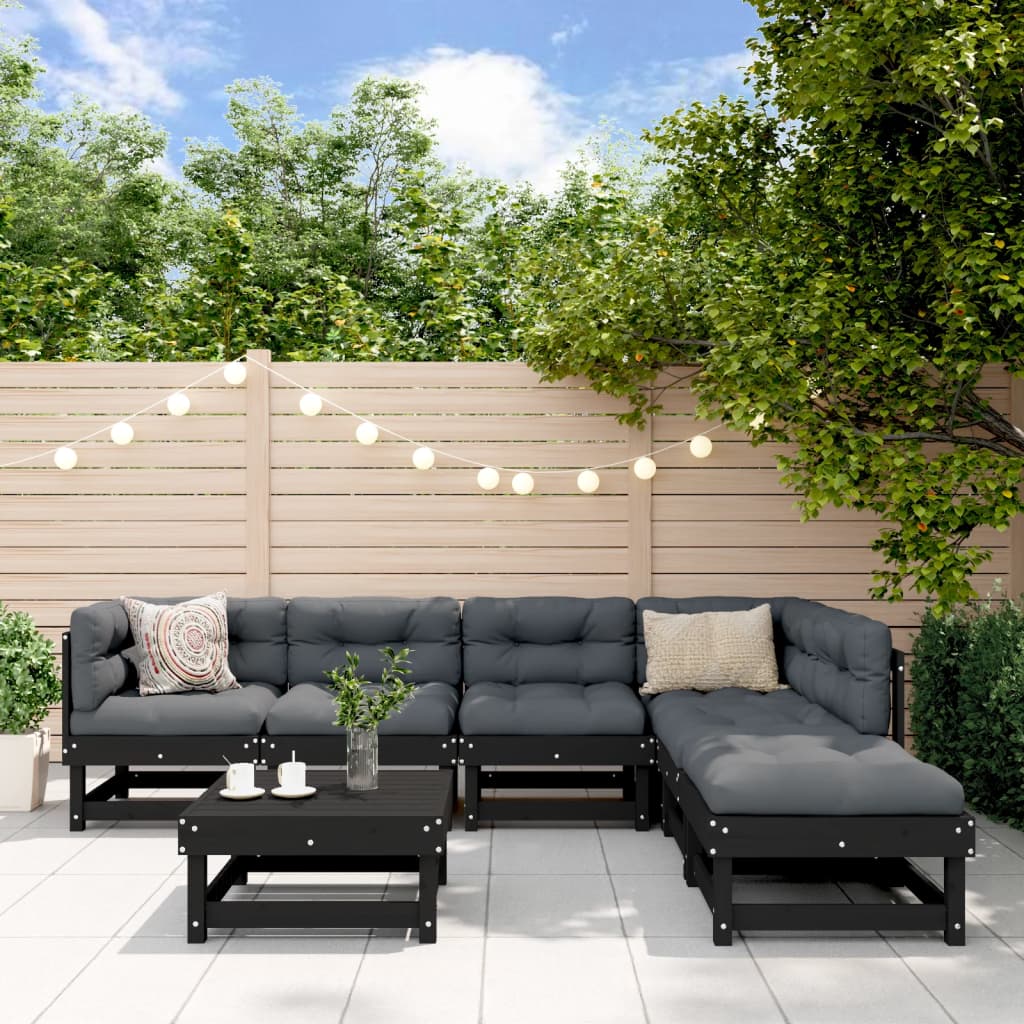 Set Mobilier De Grădină Cu Perne, 7 Piese, Lemn Masiv