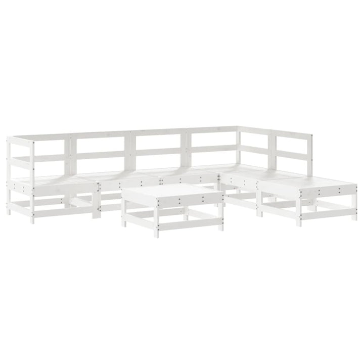 Set Mobilier De Grădină Cu Perne, 7 Piese, Alb, Lemn Masiv