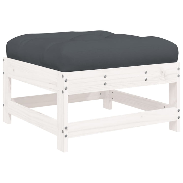 Set Mobilier De Grădină Cu Perne, 7 Piese, Alb, Lemn Masiv